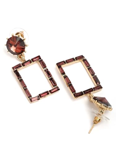 Image of KARATCART Gold-Plated Contemporary Brown Drop Earrings for Women (33038548)