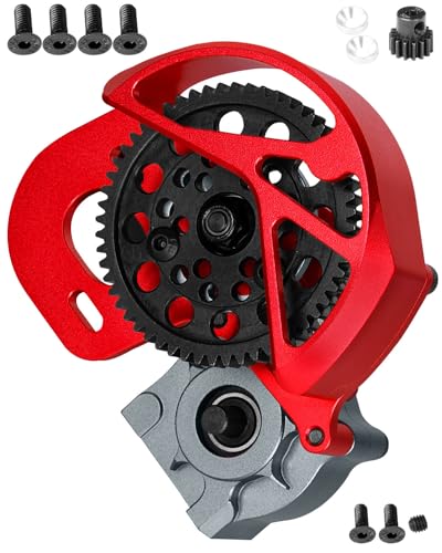 RCMYou Transmission Gearbox Upgrades Part for 1/10 SCX10, SCX10 II 90046,90047,AX10 RC Crawler Truck,Aluminum Center Transmission Gearbox Hops up,Red&Titanium