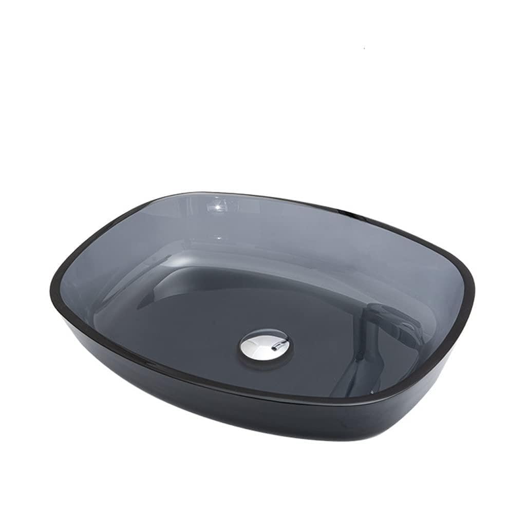OLSKFUH Bathroom Vanity Bathroom Vessel Sink Toilet Simple Washbasin Tempered Glass Washbasin Hotel Counter Basin Bathroom Sink,B-Sink only