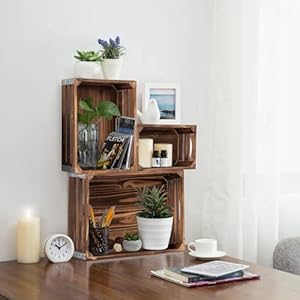 Farmhouse Wooden Boxes for Crafts Set of 3, Wall Hanging Galvanized and Wood Crates for Display, Decorative Baskets for Home Decor, Wood Storage Bins for Kitchen Living Room Farmhouse Wooden Boxes for Crafts Set of 3 Wall Hanging Galvanized and Wood Crates for Display Decorative Baskets for Home Decor Wood Storage Bins for Kitchen Living Room