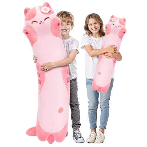 Mewaii Almohada de Cuerpo Gato de Peluche Súper Suave 110 CM, Diseño de Artista con Relleno Extra – Cojín de Peluche Grande para Dormir y Abrazar, Regalo para Amantes de Gatos (Rosa Flor de Cerezo) Mewaii Almohada de Cuerpo Gato de Peluche Súper Suave 110 CM, Diseño de Artista con Relleno Extra – Cojín de Peluche Grande para Dormir y Abrazar, Regalo para Amantes de Gatos (Rosa Flor de Cerezo)