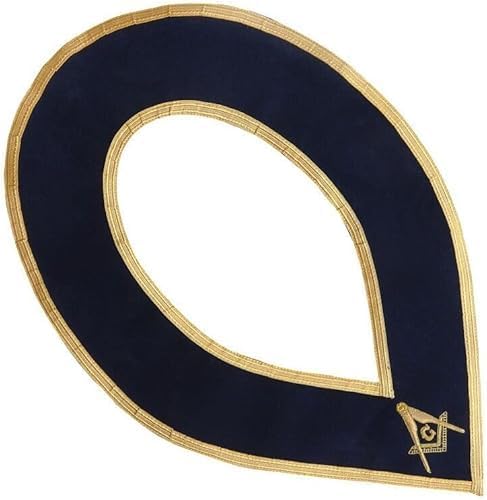 Masonic Regalia Master Mason Blue Lodge Collar - Dark Blue Velvet with Gold Braid Trim