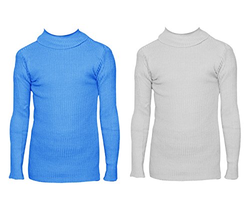 Image of IndiWeaves Boys Wollen Warm High Neck Full Sleeves T-Shirt /Inner /Skivvy for Winter (Pack of 2) Sky Blue /White 1-2 Years 10110-0712-IW-P2-18