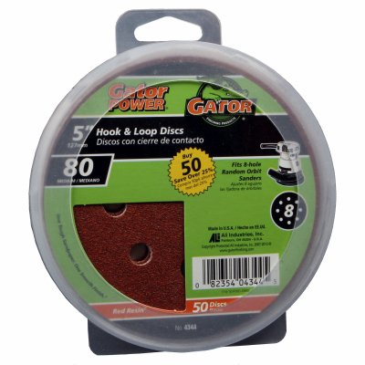 Ali Industries Gator 4344 80-Grit Hook & Loop Sanding Disc, 5 Inches (Pack of 50) - Quantity 5