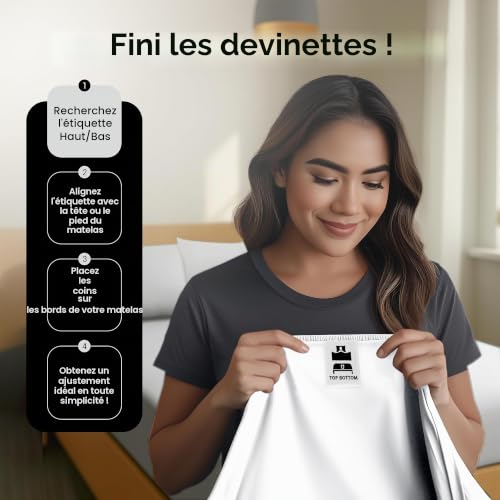 Drap-housse grand lit blanc lot de 6 en microfibre brossée