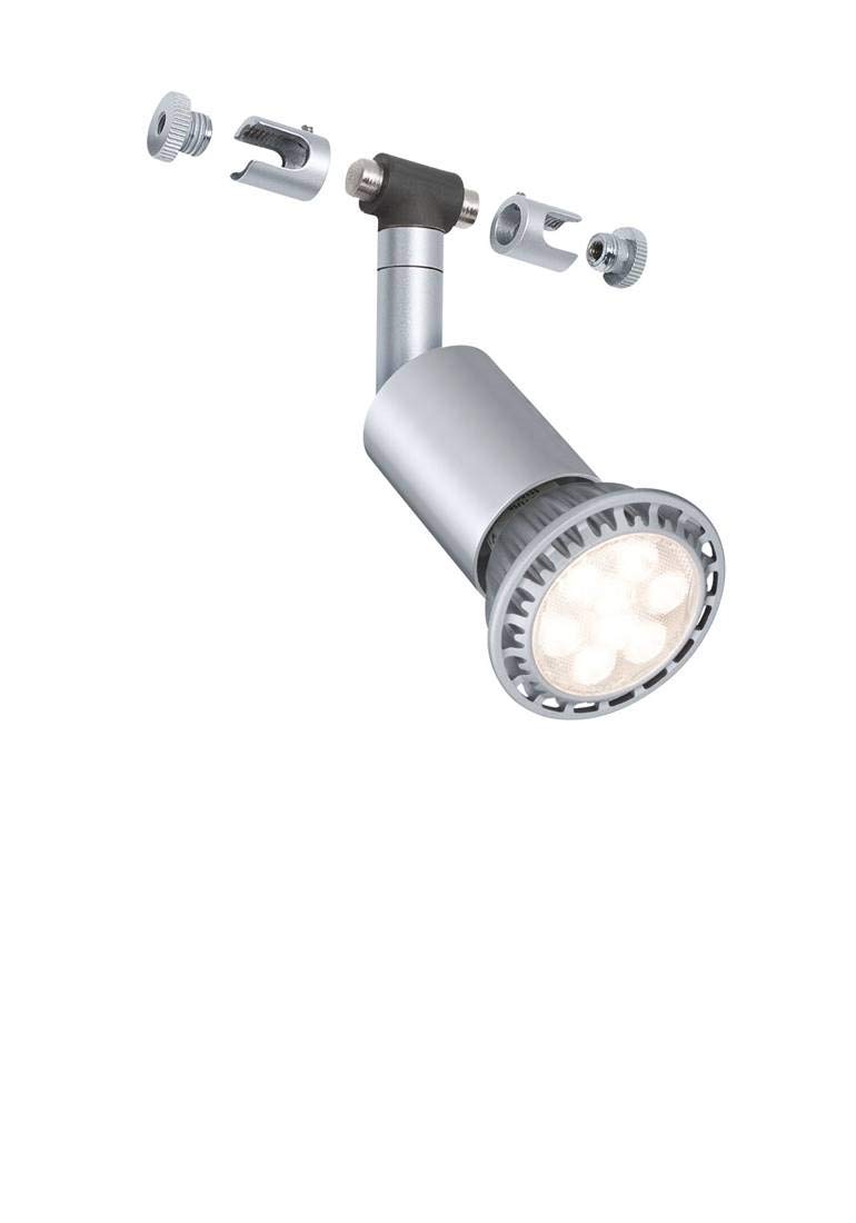 Paulmann punto luce per sistema di cavi per faretti, 94139, Salt, cromato opaco, integrazione per sistema di cavi per faretti, massimo 10 W, GU 5,3, lampadine non incluse