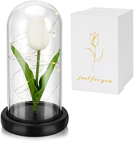 Panven Birthdays Gifts for Women, Forever Tulip Artificial Flowers Gift for Mom Grandma Her, Unique Personalized Birthday Gifts for Friends, Sisters, Wife, Husband