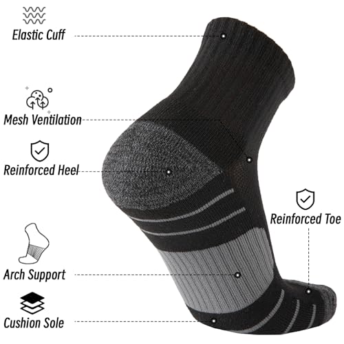 Heatuff Men's Athletic Ankle Socks Cushioned Quarter Running Mini Crew Socks for Men 6 Pairs2