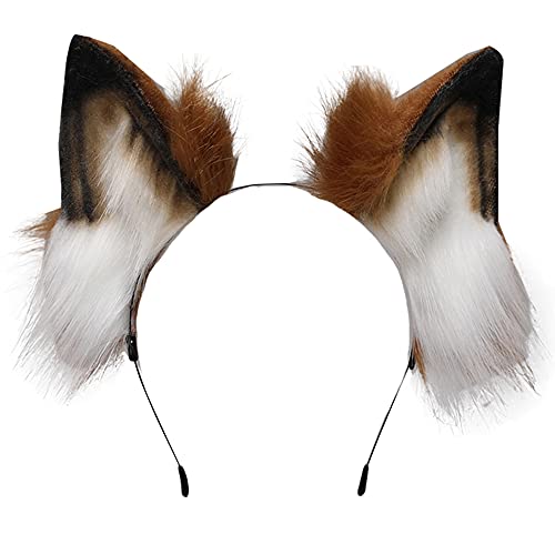 Image of VIGVAN Handmade Wolf Fox Ears Animal Cosplay Cute Head Accessories for Halloween