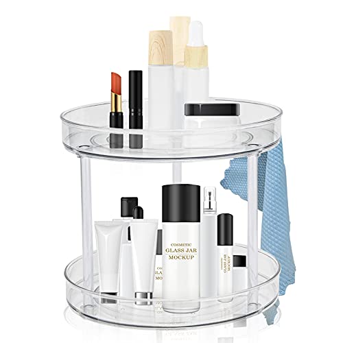 Durchsichtig Lazy Susan ​Drehteller, Rund Küchenregal Schrank Organizer Drehbarer Gewürzregal, Küchen Aufbewahrungstablett für Speisekammer Badezimmer Tisch Kosmetik Schönheitsprodukt… Cover