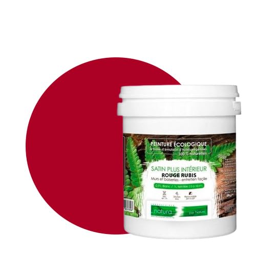 BOX DECO COULEURS Peinture murale naturelle écologique aspect satin intérieur Natura - 1 L, Rouge Rubis