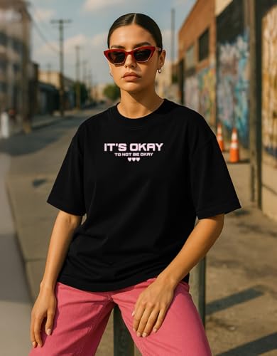 Image of Cotton Blend Oversized Baggy Fit Drop Shoulder Graphic Printed Half Sleeve T-Shirt Combo for Women (Pack of 3) (Sizes: S to 2XL)
