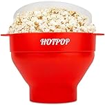 The Original Hotpop Microwave Popcorn Bowl Popper, Silicone Popcorn Maker, Collapsible Bowl and Dishwasher Safe- 20 Colors Available (Red)