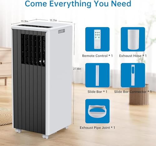 Portable Air Conditioner, 8000 btu Air Conditioner Cool Up to 350 Sq.Ft, 3-in-1 AC Unit, Dehumidifier, Fan, Window Installation Kit & Remote Control,LED Display,24Hrs Timer for Home, Office, Dorm