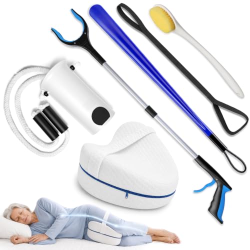 6PC Hip Kit, Hip Kit for Seniors, Surgery Recovery Items, Hip Replacement Kit After Surgery, Hip Replacement Recovery Kit with Grabber, Sock Aid, Leg Pillow, Leg Lifter, Shoe Horn, Back Scratcher