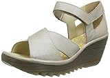Suela cómoda Fly London Yent365fly, Sandalias con cua Mujer, Silver, 37 EU