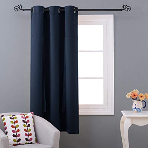 Nicetown Blackout Roman Tie-Up Shades - Bathroom/Farmhouse/Kitchen Curtain Thermal Insulated Window Blinds And Shades Curtain For Home (Navy, Grommet Top Panel, 46" W X 63" L) #TOP3