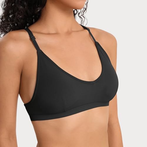 Image of INIBUD Sports Bras for Women Racerback Triangle Padded Bralette Y Back Seamless Bra No Underwire V Neck Wireless