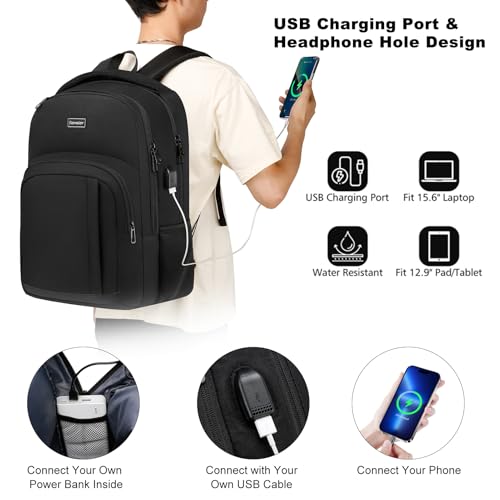 School Backpack for Teen Boys, 15.6 Inch Anti Theft Laptop Bookbag with USB Charging Port, Water Resistant College - Travel Backpack Ergonomic, Fits Notebook, Men Women2