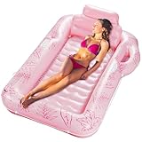 BTSD-home Aufblasbare Sonnenliege für Erwachsene, Outdoor-Schwimmer für Hinterhöfe, Strand & Sommer-Wasserpartys, groß 177,8 x 116,8 cm, Sonnenbaden (Rosa)
