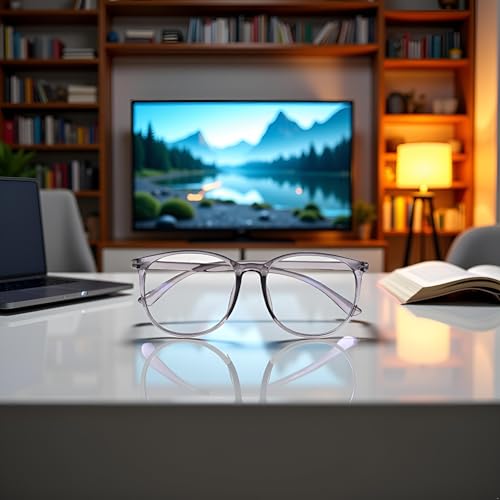 Image of GANPUB Grey Blue Light Blocking Glasses, Computer Reading /Gaming /TV /Phones Glasses for Women Men, Anti Eyestrain and UV Glare,Vision Care