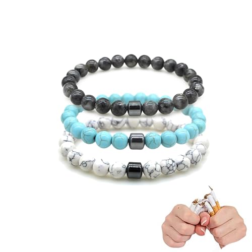 JWIGP Anti Smoking Bracelets - 3PCS Quit Smoking Bracelet, Adjustable Stop Smoking Cessation Bracelet Kit, Handmade Effective Quit Reminder Jewelry Kit for Women Men (3PCS)