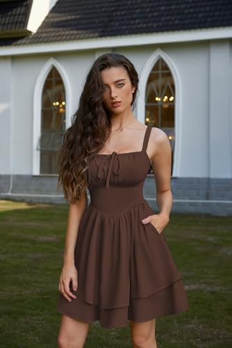 Image of Scarlet Darkness Corset Mini Dress for Women Teens 2026 Summer Ruffle Sundress Graduation Homecoming Dresses