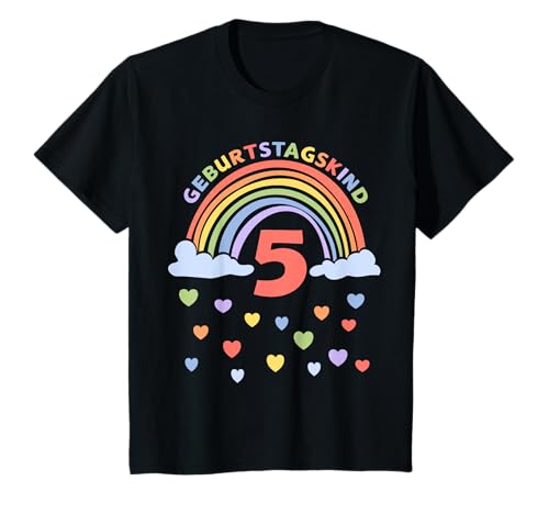 Ich Bin 5 Jahre fünfter Geburtstag Regenbogen T-Shirt