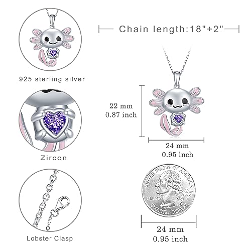 Image of Axolotl Necklace 925 Sterling Silver Axolotl Pendant Cute Animal Jewelry Gift for Women