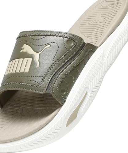 Image of Puma | Softride Pro 24 Men's Slides | Warm White-Olive-Toasted Almond