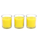Hosley® Set of 3 Highly Scented Citronella, Sage, Lemongrass & Rosemary Mint, Essential Oils, Large Votive Candles in Clear Glass. 4oz Each, burns up to 72 Hours. 3