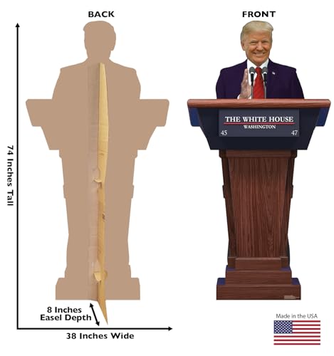 Image of Cardboard People Trump Podium Life Size Cardboard Cutout Standup - 2024 Donald Trump