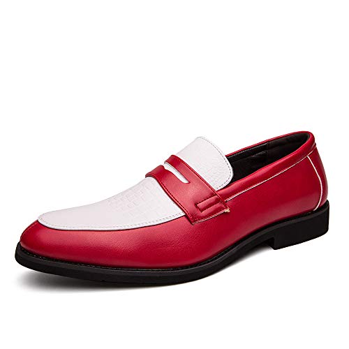 Image of HuitJours Men Two Tone Colors Penny Loafer Slip On Pull on Dress Shoes Casual Boat Shoes Moccasins