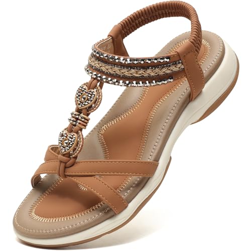 Womens Sandals Arch Support Comfortable Bohemian Dressy Summer Flat Sandals