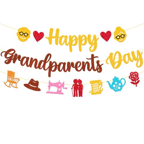 Jiinxunn Happy Grandparents Day Banner Grandparents Day Party Decorations