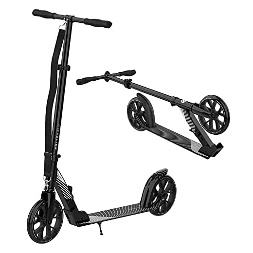 CITYGLIDE C200 Kick Scooter for Adults, Teens - Foldable, Lightweight, Adujustable - Carries Heavy Adults 220LB Max Load (Black)