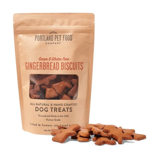 Portland Pet Food Company Gingerbread Dog Treats Healthy Biscuits for Small Medium & Large Dogs - Grain-Free, Human-Grade All Natural Cookies, Snacks & Puppy Training Treats - Made in The USA - 5 oz