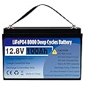 12V 100Ah LiFePO4 Lithium Battery, 8000+ Deep Cycle Rechargeable IP65 Waterproof Group 31 Lithium Batteries, Built-in 100A BMS Low Temp Protection Perfect for RV, Backup 10-Year Lifespan