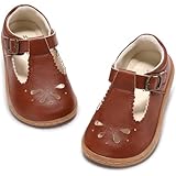 STQ KIDS Toddler Girl Mary Jane Shoes Wide Comfortable Non-Slip Dress Shoes for Girls School Shoes Brown Toddler 7