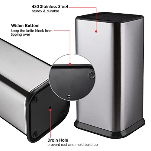 Universal Knife Block Without Knives,Modern Knife Holder For Kitchen Counter,Stainless Steel Knife Organizer With Scissors Slot & Sharpening Rod,Space Saver Rectangular Blocks & Storage - (Silver) #TOP4