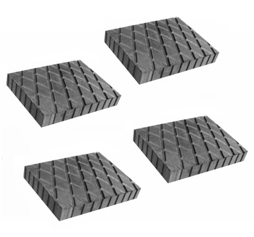 Lot de 4 tampons en caoutchouc pour pont élévateur, 160 x 120 x 25 mm, haute capacité, en véritable caoutchouc renforcé avec tissu