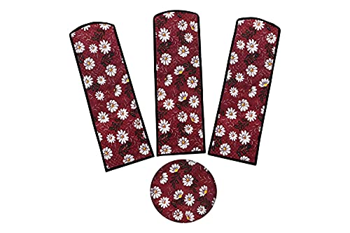 Image of Stylista Waterproof & Dustproof Three Blade Ceiling Fan Cover with attachable Enclosure Set of 3 Fan Covers Floral Pattern Red