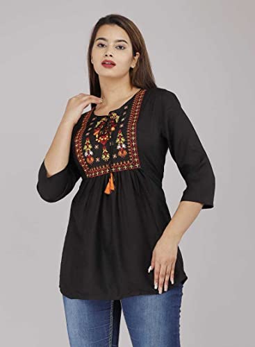 Image of Ganga febtex Women's Rayon Embroidered Short Kurti /Tops