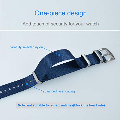Mzbutiq Blue Watch Strap 20Mm Seat Belt Nylon Watch Bands One-Piece 4 Ring Military Watch Bracelet #TOP2