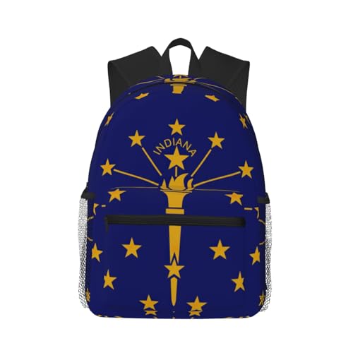 Sac à dos imprimé drapeau Indiana léger et décontracté pour ordinateur portable