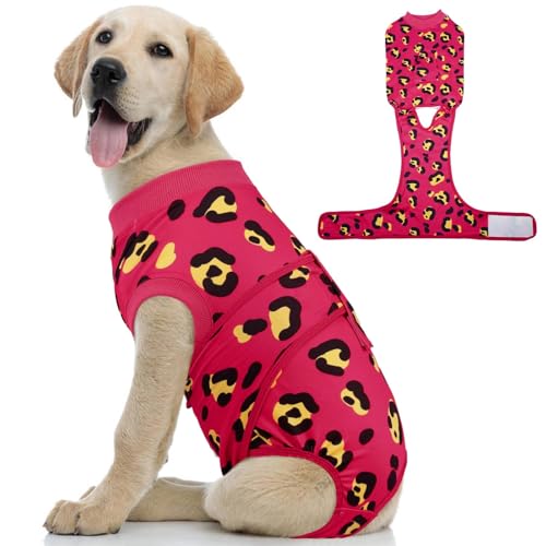 Image of Kuoser Dog Recovery Suit for Dogs After Surgery,Professional Surgical Onesie for Female Male Dogs Spay Neuter,Soft Dog Surgery Suit Bodysuit for Abdominal Wounds Skin Disease,Rose M