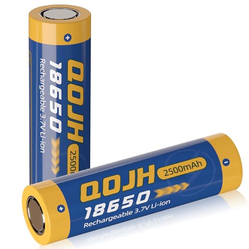 QOJH 3.7V Li-ion Rechargeable Batteries 2500mAh 18650