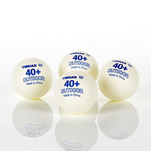 TIBHAR Pelotas de ping pong para exterior 40+ y caja de bolas de aluminio, color blanco, 4 unidades