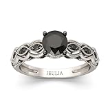 Jeulia 2 Carat Vintage Milgrain Engagement Ring Women 925 Sterling Silver Black Diamond Wedding Rings Round Cut CZ Cubic Zirconia Eternity Rings with 0.46 Ct White Diamond Valentine Gift (8)