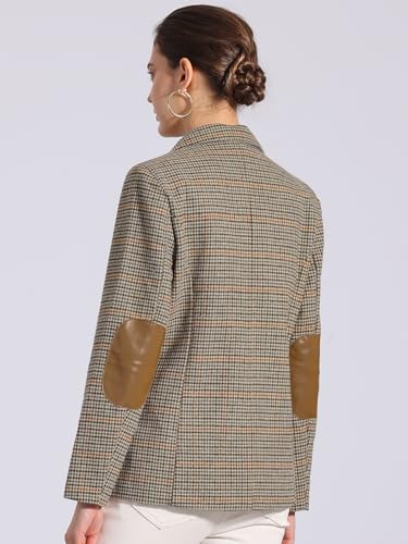 Allegra K Women's Plaid Notched Lapel Button Front Work Formal Blazer Jacket4